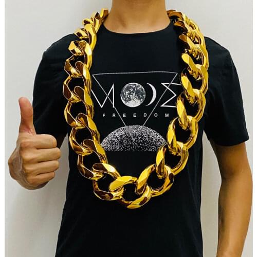 Exaggerated Large Chain Thick Gold Necklace Men Domineering Hip Hop Goth Halloween Gift Treasure Nouveau Riche Jewelry 65mm