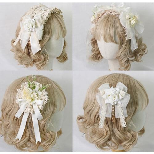Lolita Rosette Headpiece Lace Head Accessories for Wedding