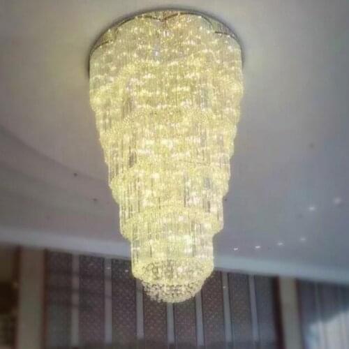 L European chandelier villa building middle floor living room crystal large chandelier high-end hotel duplex staircase hall lamp