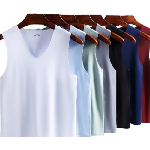Ice Silk Vest Summer Solid Color Slim Fit Sports Fitness Breathable Quick-Drying Sleeveless Bottoming T-Shir Oversized T Shirt