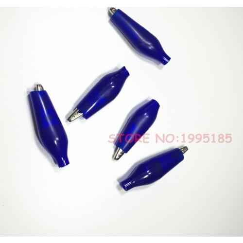 10pcs/lot 28MM Metal Alligator Clip Crocodile Electrical Clamp for Testing Probe Meter Blue with Plastic Boot