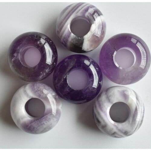 Fashion top quality natural stone round shape big hole Charms beads For Bracelet making 30pcs/lot wholesale free
