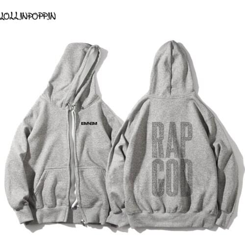 Hip Hop Men Hoodies Letters Printed Rap God Mens Zip Up Hooded Sweatshirts Fleece Hoody Hiphop Rapper Hoodie