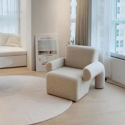 Nordic Fabric Living Room Single Sofas Modern Minimalist Designer Bedroom Casual Sofa Retro Small Apartment Dormitory Lazy Sofa