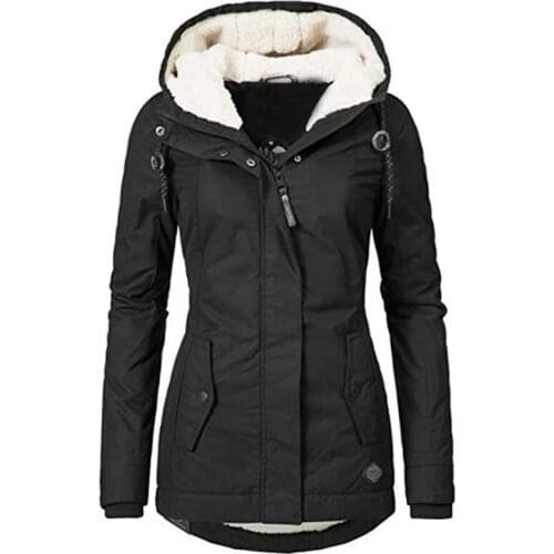 Casual Winter Jacket Women Warm Coat Womens Long Sleeve Pure Color Female Parkas Outwear