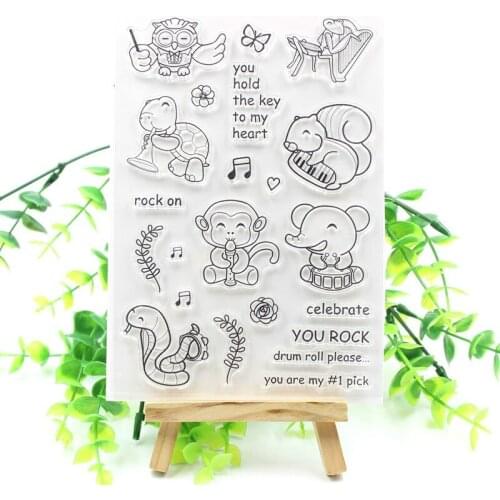Critter Concert Transparent Clear Silicone Stamps for DIY Scrapbooking/Card Making/Kids Christmas Fun Decoration Supplies