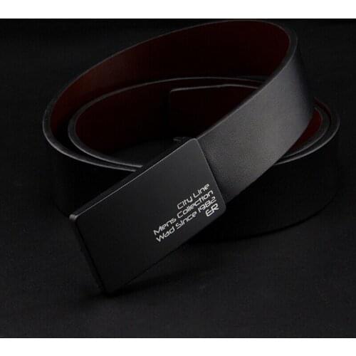 Fashion mens belt genuine leather male strap cowhide belts man cowskin belt smooth buckle waist belt gift for man