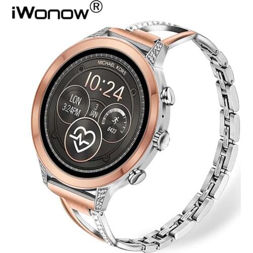 Diamond & Stainless Steel Watchband for Michael Kors Womens Access Runway / Sofie / Sofie HR Smart Watch Band Wrist Strap Belt