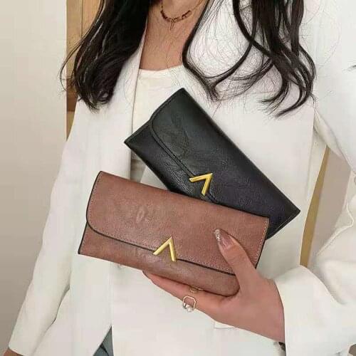 Wallet Women Long Buckle Luxury Retro Oil waxPU Brand Leather Coin Purses Clutch lattice Female Money Bag Credit Card Holder 727