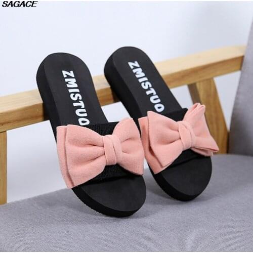 SAGACE Women Bow Summer Sandals Slipper Indoor Outdoor Flip-flops Shoes Sandalia Feminina Beach Sandals Summer Shoes Praia C24
