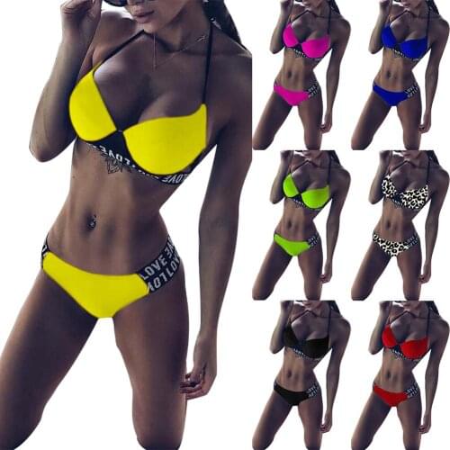 Hot Love Letter Sexy Push Up Summer Bikini Set Women Two-piece Swimsuit Swimwear