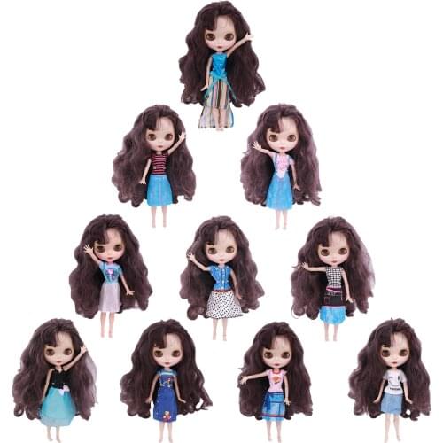Blue Long\Yarn\Woolen Skirt Trousers Outfit Suit For 1/6 Blyth Doll 11.8 Inch Barbies Doll Clothes Girls Daily Fashion Toy