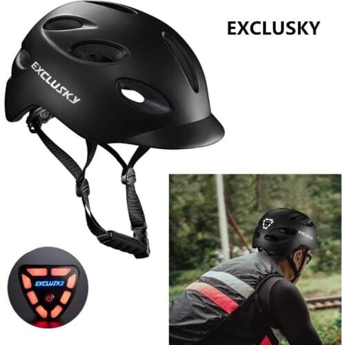 EXCLUSKY Road Cycling Helmet City Helmet Red Bike Bicycle Outdoor Safety Sport Cap With Led Light USB Charging Size 56~61cm E