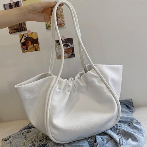 Large-capacity Handbag Women Leather Shoulder Bags Simple Hobos Bag Ladies Fashion Casual Travel Tote Bags Vintage Hand Bag Sac