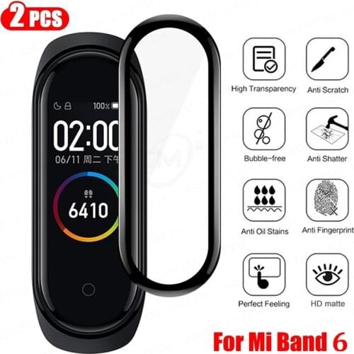 3D Protective Glass for Xiaomi mi band 6 4 5 glass film for Mi band 6 5 Smart Watchband Soft Screen Protector Film For mi band 6