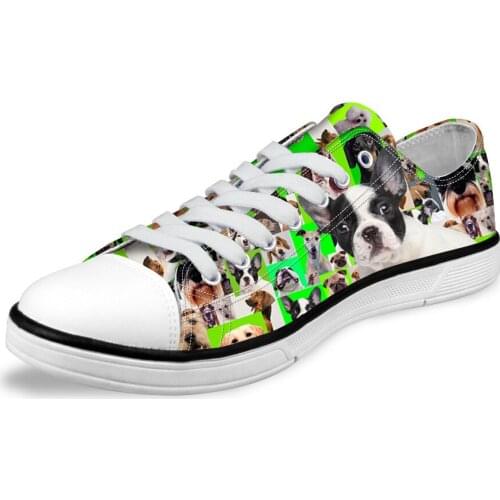 NOISYDESIGNS Cute Casual Shoes Woman Animal Boston Terer Printed Vulcanize Shoes for Women Classic Low Canvas Shoes flat Female