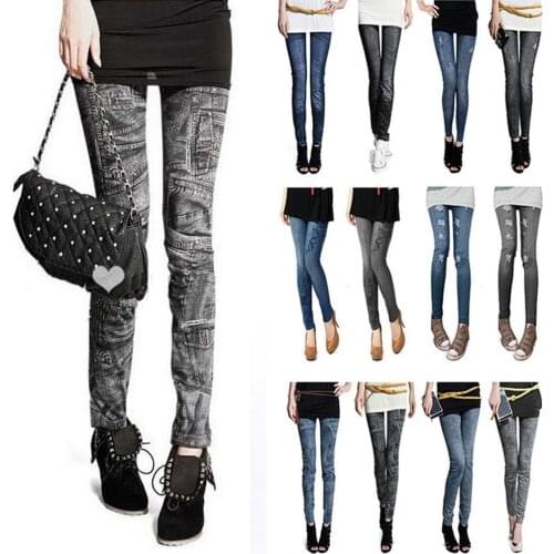 Women Leggings Solid Slim Sexy Leggins 2018 Autumn Winter Leggings Fitness Close-fitting Imitated Denim Jean Legging Women
