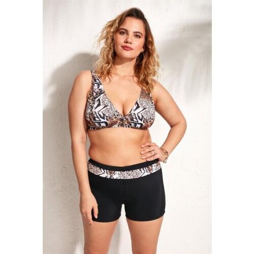 Ola Chicas Plus Size 2 Piece Bikini Set With Shorts 2021 New Women Beach Fashion Tiger Pattern Quality Fabric Swimwear