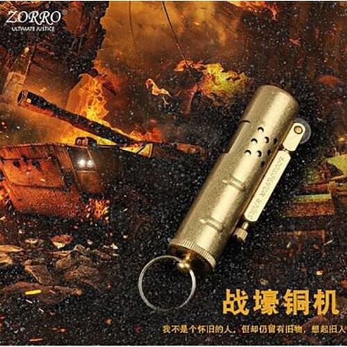 Zorro Pure Copper Kerosene Lighter Retro Creative Windproof Old-fashioned Trolley Pipe Machine Multifunctional Keychain Pendant