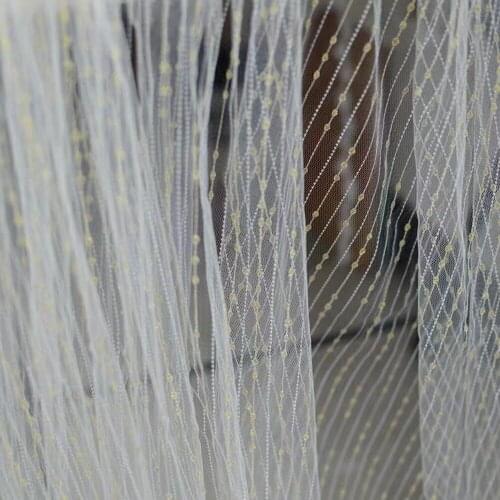 1yard High Quality Stripe Gold Thread Embroidery Mesh Lace Fabric Clothing Accessories DIY Clothes Skirt Material Net Fabric