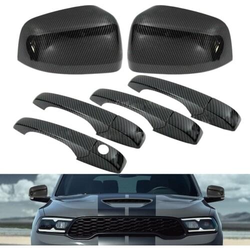 10pcs Side Rearview Mirror Trim Door Handle Cover Kit Car Fit For Dodge Durango SUV 2011-2013 2014 2015 2016 2017 2018 2019 2020