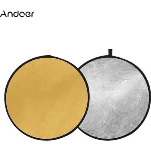 Andoer 24" 60cm Light Reflector Portable Collapsible Disc Photography Reflector Gold and Silver 2-in-1 for Portrait Photography