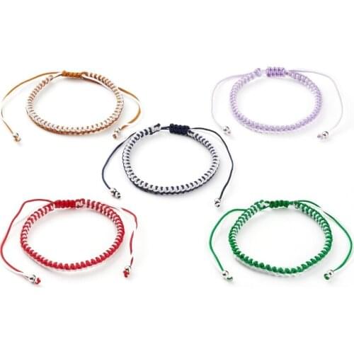 30pcs Handmade Rope Adjustable Nylon Cord Braided Bead Bracelets Brass Round Beads for Men Women Jewelry Gift Cuff Jewelry