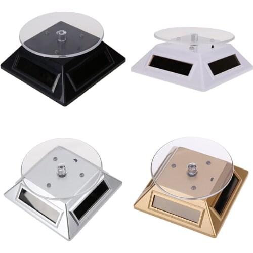 360 Degree Solar Showcase Turntable Rotating Watch Jewelry Display Stand 3LED Color Change Display Case Gold/Silver/White/Black