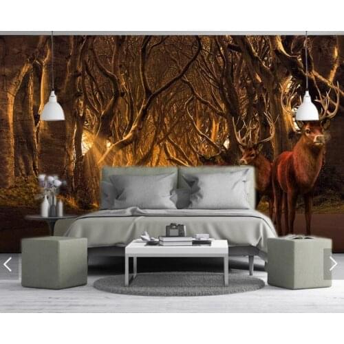 3D Embossed Deer Animal Wallpaper for Kids Bedroom Wall Mural Hand Painted Papiers Peint Photo Murals Home Wall Decoration