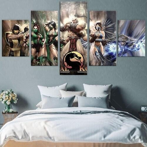 5pcs Kitana Jade (Mortal Kombat) Game Poster and print Artwork Canvas Paintings Wall Art for living room Home Decor framed