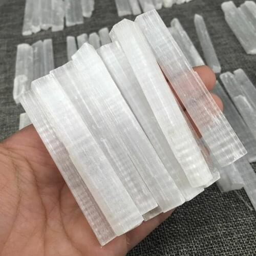 5pcs Natural Selenite Spar Crystal Wands Rough Quartz Sticks Reiki healing