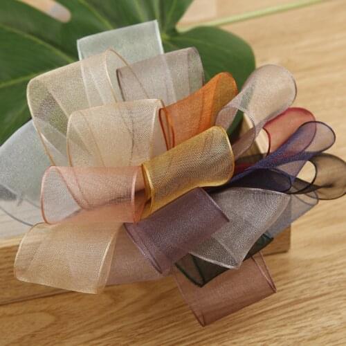 5 yards 10mm/25mm/40mm Solid Color Snow Yarn Organza Ribbon Gift Wrapping Diy Bow Hair Clothing Accessories Material Ribbons