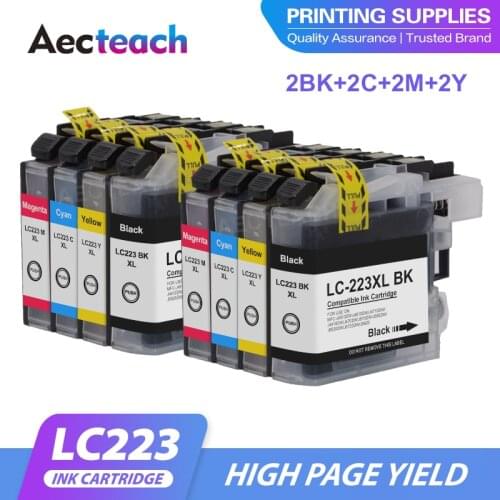 Aecteach new LC223 LC221 Compatible Ink Cartridge For Brother LC223XL MFC-J4420DW J4620DW J4625DW J480DW J680DW J880DW Printer