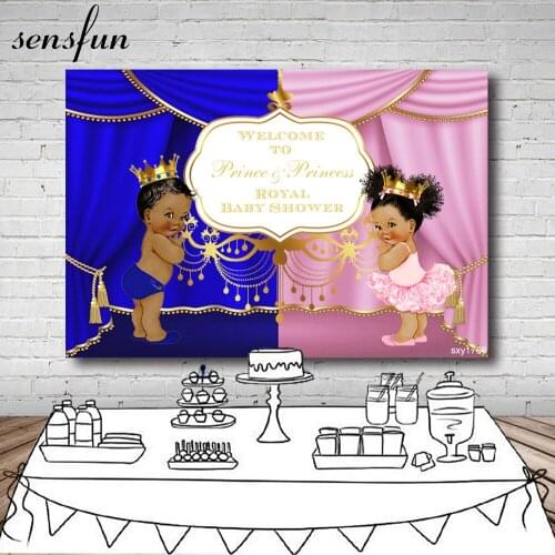 Sensfun Boys Girls Twin Baby Shower Birthday Party Backgrounds For Photo Studio Blue Pink Gender Reveal Photography Backdrop