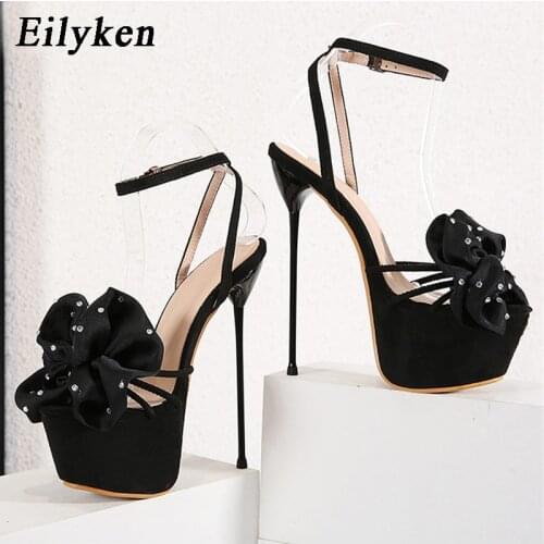 Eilyken 2021 Fashion Butterfly-knot Design Open Toe Platform Sandals Women Party Wedding Shoes Sexy Super High Heels 17CM