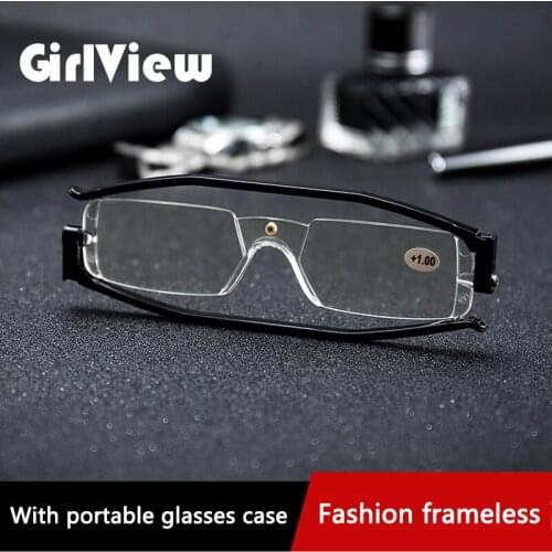 GirlView 360° Rotating Portable Reading Glasses Frameless PC Lens Reading Glasses With Case
