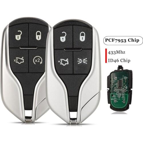 Jingyuqin Smart Remote Key Fob 4 Button 433MHz ID46 Chip For Maserati Quattroporte Ghibli 2012 2013 2014 2015, FCC: M3N-7393490