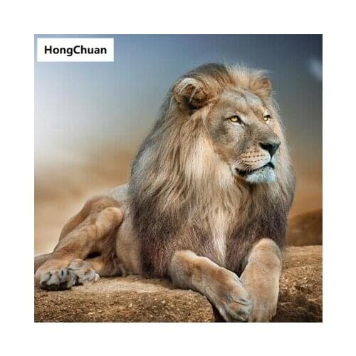 Fast delivery lion 5D DIY square/round diamond painting mosaic cross stitch home decoration mural Christmas gift New Year
