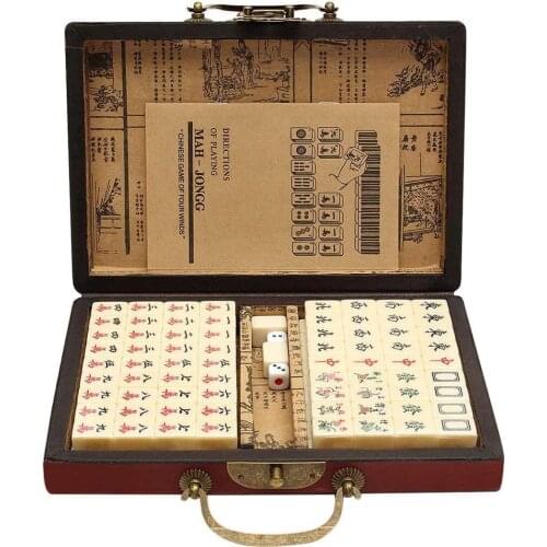 Mah-Jong Chinese Numbered Mahjong Set 144 Tiles Mah-Jong Set Portable Chinese Toy Party Gambling Game Board With Box