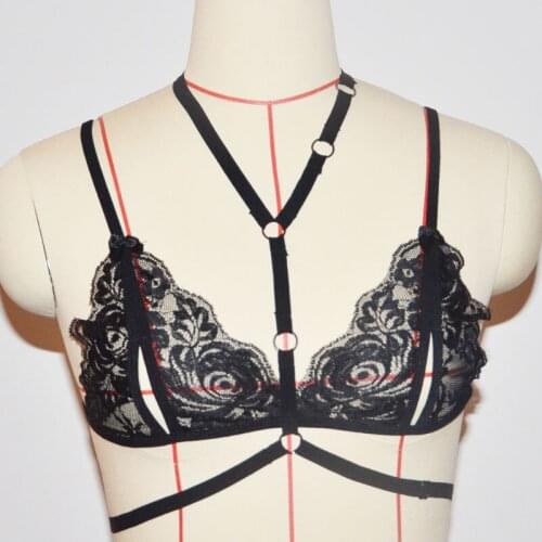 Cage bra Strappy Body Harness Black Soft Tops Bondage Sexy Lingerie Punk Gothic Plus Size Festival Rave for Women