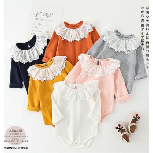 Newborn Baby Girl Romper Lace Ruffle Spring Baby Clothes For Girl Long Sleeve Cotton Toddler Boy Jumpsuit Infant Onesies Overall