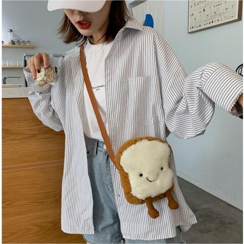 Korean Toast Bread Duck Plush Bag Girl 2021 New Student Messenger Bag Women Cute Shoulder Bag