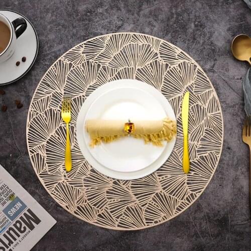 PVC Round Placemats Restaurant Hollow Decoration Meal Mat Anti-hot Dining Table Line Mat Steak Plate Pad Individual Placemats