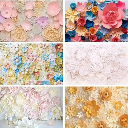 Laeacco Flowers Birthday Party Wedding Handmade Wall Decor Baby Portrait Photography Backgrounds Photo Backdrops Photo Stuido