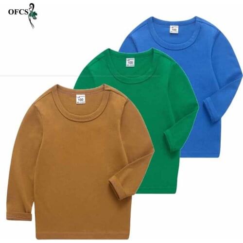 Hot Sale Boys Kids Brand Clothes T Shirt Childrens Pure Color T-Shirt Baby Boys Long sleeve T Shirts Knit Girl Clothing Retail