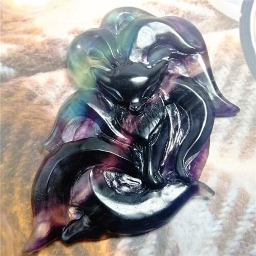 Hot !!! 105-110mm Super big gorgeous Natural Fluorite slab Crystal Colorful fox quartz pendant hand carved gemstones for gift