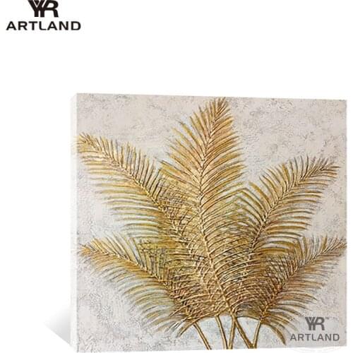 YYR-ARTLAND Best selling gold leaf for home wall decoration 100% Handmade oil painting on canvas hanging picture for living room