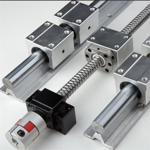 Linear Ball Screw SFU1605 1pc+linear Guide Rail SBR16 2pcs + SBR16UU 4pcs + Coupling 8*10 + Nut Housing +BK12BF12 for Cnc Part