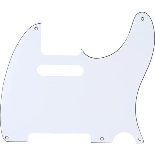 Musiclily 5 Hole Vintage Tele Pickguard for Fender American/Mexican Made Standard Telecaster Style Electric Guitar, 3Py White