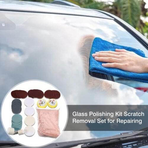 Glass Polishing Kit Scratch Removal Set For Repairing Car Glass Scratch Repair Cream 34pcs Glass Polishing Kit